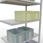 Anbauregal, Fachbodenregal Stecksystem MULTIplus250, 2000 x 1000 x 600 mm (HxBxT), 5 Fachböden, Längenriegel, RAL 7035 lichtgrau