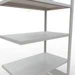 Anbauregal, Fachbodenregal Stecksystem MULTIplus250, 2000 x 1000 x 600 mm (HxBxT), 5 Fachböden, Längenriegel, RAL 7035 lichtgrau