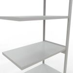 Anbauregal, Fachbodenregal Stecksystem MULTIplus250, 3000 x 1000 x 600 mm (HxBxT), 7 Fachböden, Längenriegel, RAL 7035 lichtgrau