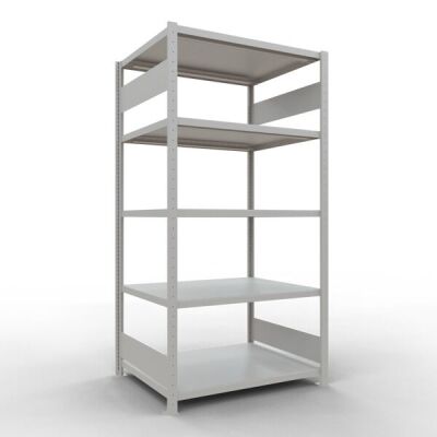 Grundregal, Fachbodenregal Stecksystem MULTIplus250, 2000 x 1000 x 800 mm (HxBxT), 5 Fachböden, Längenriegel, RAL 7035 lichtgrau