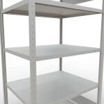 Grundregal, Fachbodenregal Stecksystem MULTIplus250, 2000 x 1000 x 800 mm (HxBxT), 5 Fachböden, Längenriegel, RAL 7035 lichtgrau