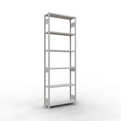 Grundregal, Fachbodenregal Stecksystem MULTIplus250, 3000 x 1000 x 800 mm (HxBxT), 7 Fachböden, Längenriegel, RAL 7035 lichtgrau