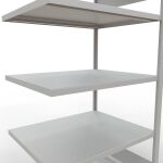 Anbauregal, Fachbodenregal Stecksystem MULTIplus250, 2000 x 1000 x 800 mm (HxBxT), 5 Fachböden, Längenriegel, RAL 7035 lichtgrau