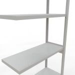 Anbauregal, Fachbodenregal Stecksystem MULTIplus250, 3000 x 1000 x 800 mm (HxBxT), 7 Fachböden, Längenriegel, RAL 7035 lichtgrau