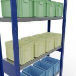 Grundregal, Fachbodenregal Stecksystem MULTIplus250, 2500 x 1000 x 300 mm (HxBxT), 6 Fachböden, Längenriegel, RAL 5010 enzianblau/verzinkt