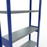 Grundregal, Fachbodenregal Stecksystem MULTIplus250, 2500 x 1000 x 300 mm (HxBxT), 6 Fachböden, Längenriegel, RAL 5010 enzianblau/verzinkt