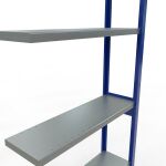 Anbauregal, Fachbodenregal Stecksystem MULTIplus250, 3000 x 1000 x 300 mm (HxBxT), 7 Fachböden, Längenriegel, RAL 5010 enzianblau/verzinkt