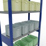 Grundregal, Fachbodenregal Stecksystem MULTIplus250, 2500 x 1000 x 400 mm (HxBxT), 6 Fachböden, Längenriegel, RAL 5010 enzianblau/verzinkt