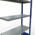 Anbauregal, Fachbodenregal Stecksystem MULTIplus250, 2000 x 1000 x 400 mm (HxBxT), 5 Fachböden, Längenriegel, RAL 5010 enzianblau/verzinkt