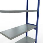 Anbauregal, Fachbodenregal Stecksystem MULTIplus250, 2500 x 1000 x 400 mm (HxBxT), 6 Fachböden, Längenriegel, RAL 5010 enzianblau/verzinkt