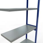 Anbauregal, Fachbodenregal Stecksystem MULTIplus250, 3000 x 1000 x 400 mm (HxBxT), 7 Fachböden, Längenriegel, RAL 5010 enzianblau/verzinkt