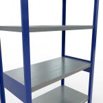Grundregal, Fachbodenregal Stecksystem MULTIplus250, 2500 x 1000 x 500 mm (HxBxT), 6 Fachböden, Längenriegel, RAL 5010 enzianblau/verzinkt
