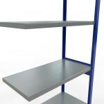 Anbauregal, Fachbodenregal Stecksystem MULTIplus250, 3000 x 1000 x 500 mm (HxBxT), 7 Fachböden, Längenriegel, RAL 5010 enzianblau/verzinkt
