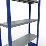 Grundregal, Fachbodenregal Stecksystem MULTIplus250, 2000 x 1000 x 600 mm (HxBxT), 5 Fachböden, Längenriegel, RAL 5010 enzianblau/verzinkt