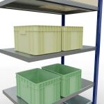 Anbauregal, Fachbodenregal Stecksystem MULTIplus250, 2000 x 1000 x 600 mm (HxBxT), 5 Fachböden, Längenriegel, RAL 5010 enzianblau/verzinkt