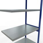 Anbauregal, Fachbodenregal Stecksystem MULTIplus250, 3000 x 1000 x 600 mm (HxBxT), 7 Fachböden, Längenriegel, RAL 5010 enzianblau/verzinkt