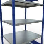 Grundregal, Fachbodenregal Stecksystem MULTIplus250, 2000 x 1000 x 800 mm (HxBxT), 5 Fachböden, Längenriegel, RAL 5010 enzianblau/verzinkt