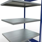 Anbauregal, Fachbodenregal Stecksystem MULTIplus250, 2000 x 1000 x 800 mm (HxBxT), 5 Fachböden, Längenriegel, RAL 5010 enzianblau/verzinkt