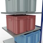 Anbauregal, Fachbodenregal Stecksystem MULTIplus250, 2500 x 1000 x 800 mm (HxBxT), 6 Fachböden, Längenriegel, RAL 5010 enzianblau/verzinkt