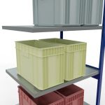 Anbauregal, Fachbodenregal Stecksystem MULTIplus250, 3000 x 1000 x 800 mm (HxBxT), 7 Fachböden, Längenriegel, RAL 5010 enzianblau/verzinkt