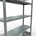 Grundregal, Fachbodenregal Stecksystem MULTIplus250, 2000 x 1300 x 400 mm (HxBxT), 5 Fachböden, Längenriegel, verzinkt