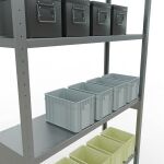 Grundregal, Fachbodenregal Stecksystem MULTIplus250, 3000 x 1300 x 400 mm (HxBxT), 7 Fachböden, Längenriegel, verzinkt