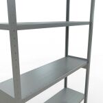 Grundregal, Fachbodenregal Stecksystem MULTIplus250, 3000 x 1300 x 400 mm (HxBxT), 7 Fachböden, Längenriegel, verzinkt