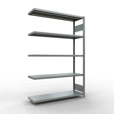 Anbauregal, Fachbodenregal Stecksystem MULTIplus250, 2000 x 1300 x 400 mm (HxBxT), 5 Fachböden, Längenriegel, verzinkt