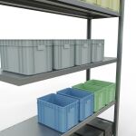 Anbauregal, Fachbodenregal Stecksystem MULTIplus250, 2000 x 1300 x 400 mm (HxBxT), 5 Fachböden, Längenriegel, verzinkt