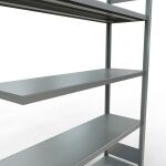 Anbauregal, Fachbodenregal Stecksystem MULTIplus250, 2000 x 1300 x 400 mm (HxBxT), 5 Fachböden, Längenriegel, verzinkt