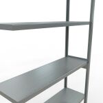 Anbauregal, Fachbodenregal Stecksystem MULTIplus250, 3000 x 1300 x 400 mm (HxBxT), 7 Fachböden, Längenriegel, verzinkt