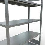 Grundregal, Fachbodenregal Stecksystem MULTIplus250, 2000 x 1300 x 500 mm (HxBxT), 5 Fachböden, Längenriegel, verzinkt