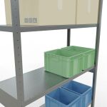 Grundregal, Fachbodenregal Stecksystem MULTIplus250, 3000 x 1300 x 500 mm (HxBxT), 7 Fachböden, Längenriegel, verzinkt