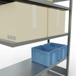 Anbauregal, Fachbodenregal Stecksystem MULTIplus250, 2000 x 1300 x 500 mm (HxBxT), 5 Fachböden, Längenriegel, verzinkt