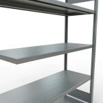 Anbauregal, Fachbodenregal Stecksystem MULTIplus250, 2000 x 1300 x 500 mm (HxBxT), 5 Fachböden, Längenriegel, verzinkt
