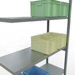 Anbauregal, Fachbodenregal Stecksystem MULTIplus250, 3000 x 1300 x 500 mm (HxBxT), 7 Fachböden, Längenriegel, verzinkt