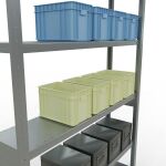 Grundregal, Fachbodenregal Stecksystem MULTIplus250, 2500 x 1300 x 600 mm (HxBxT), 6 Fachböden, Längenriegel, verzinkt