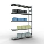 Anbauregal, Fachbodenregal Stecksystem MULTIplus250, 2000 x 1300 x 600 mm (HxBxT), 5 Fachböden, Längenriegel, verzinkt