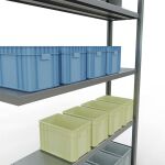 Anbauregal, Fachbodenregal Stecksystem MULTIplus250, 2000 x 1300 x 600 mm (HxBxT), 5 Fachböden, Längenriegel, verzinkt