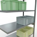 Anbauregal, Fachbodenregal Stecksystem MULTIplus250, 2500 x 1300 x 600 mm (HxBxT), 6 Fachböden, Längenriegel, verzinkt
