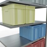 Anbauregal, Fachbodenregal Stecksystem MULTIplus250, 2000 x 1300 x 800 mm (HxBxT), 5 Fachböden, Längenriegel, verzinkt