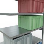 Anbauregal, Fachbodenregal Stecksystem MULTIplus250, 2500 x 1300 x 800 mm (HxBxT), 6 Fachböden, Längenriegel, verzinkt