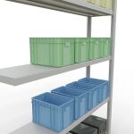 Anbauregal, Fachbodenregal Stecksystem MULTIplus250, 2000 x 1300 x 300 mm (HxBxT), 5 Fachböden, Längenriegel, RAL 7035 lichtgrau