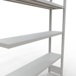 Anbauregal, Fachbodenregal Stecksystem MULTIplus250, 2000 x 1300 x 300 mm (HxBxT), 5 Fachböden, Längenriegel, RAL 7035 lichtgrau