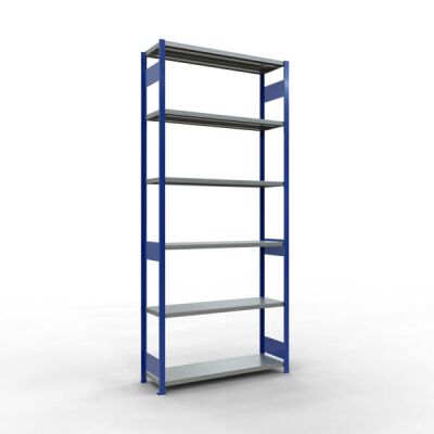 Grundregal, Fachbodenregal Stecksystem MULTIplus250, 3000 x 1300 x 400 mm (HxBxT), 7 Fachböden, Längenriegel, RAL 7035 lichtgrau