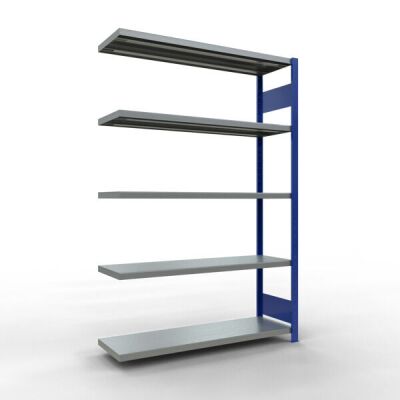 Anbauregal, Fachbodenregal Stecksystem MULTIplus250, 2000 x 1300 x 400 mm (HxBxT), 5 Fachböden, Längenriegel, RAL 7035 lichtgrau