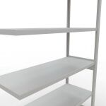 Anbauregal, Fachbodenregal Stecksystem MULTIplus250, 2500 x 1300 x 500 mm (HxBxT), 6 Fachböden, Längenriegel, RAL 7035 lichtgrau
