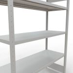 Grundregal, Fachbodenregal Stecksystem MULTIplus250, 2000 x 1300 x 600 mm (HxBxT), 5 Fachböden, Längenriegel, RAL 7035 lichtgrau