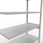 Anbauregal, Fachbodenregal Stecksystem MULTIplus250, 2500 x 1300 x 600 mm (HxBxT), 6 Fachböden, Längenriegel, RAL 7035 lichtgrau