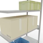 Anbauregal, Fachbodenregal Stecksystem MULTIplus250, 3000 x 1300 x 600 mm (HxBxT), 7 Fachböden, Längenriegel, RAL 7035 lichtgrau